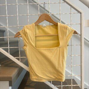Garage Portia Squrae Neck Top Shirt Yellow CX